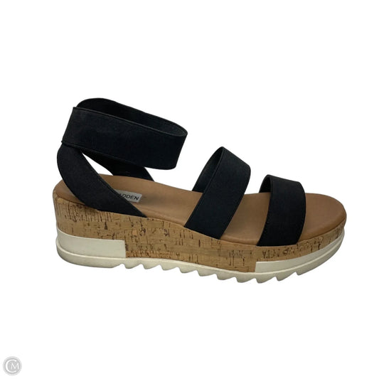 Sandals Heels Platform By Steve Madden In Black & Tan, Size: 9