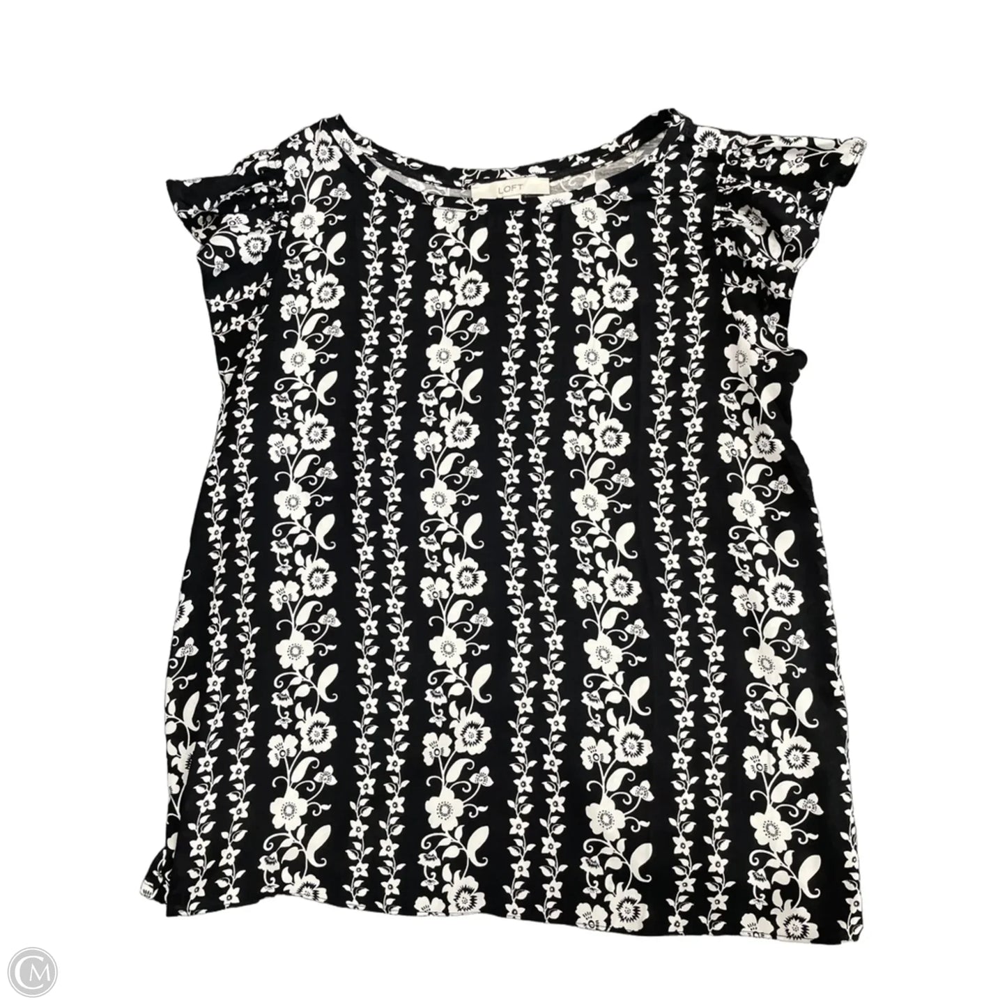 Top Short Sleeve By Loft In Black & White, Size: L