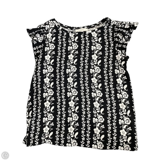 Top Short Sleeve By Loft In Black & White, Size: L