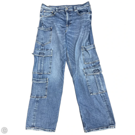 Jeans Straight By American Eagle In Blue Denim, Size: 14