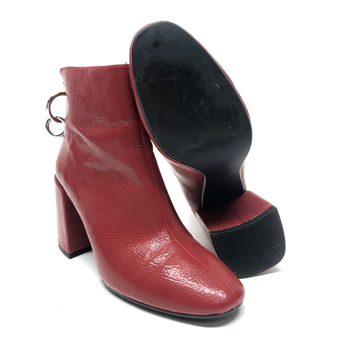 Boots Ankle Heels By Zara Women In Red, Size: 6