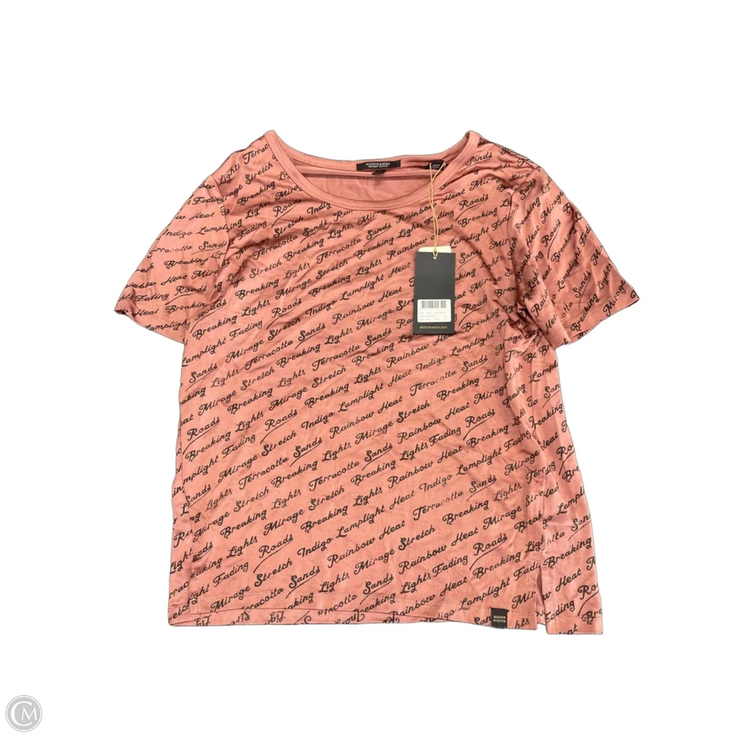 Top Short Sleeve By Scotch & Soda In Black & Pink, Size: S