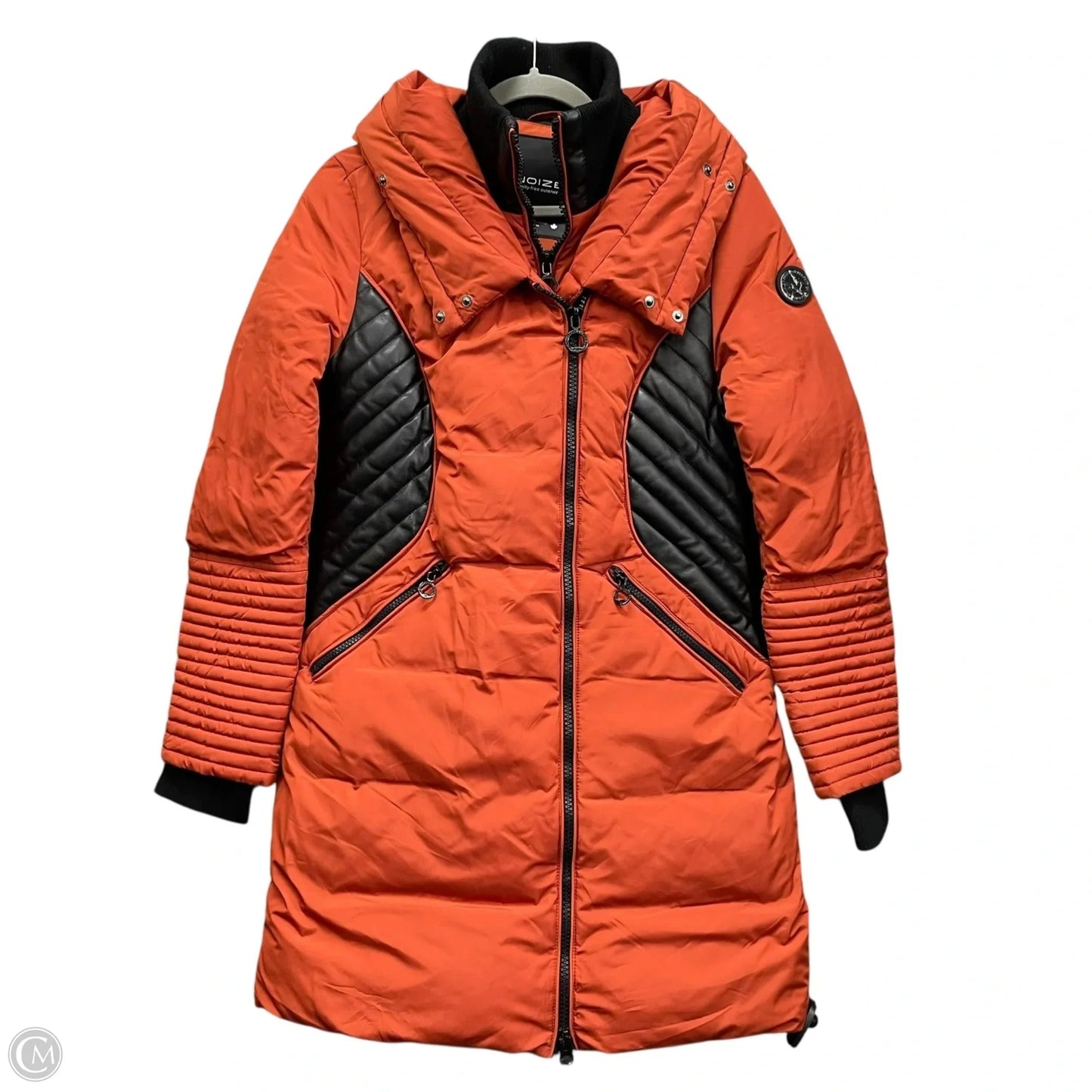 Coat Puffer & Quilted By Cmb In Black & Orange, Size: M