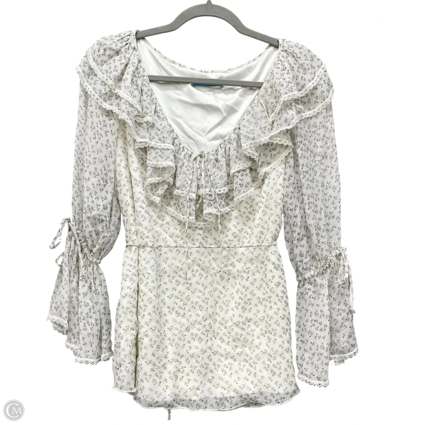 Top Long Sleeve Designer By Alice + Olivia In Blue & White, Size: Xs