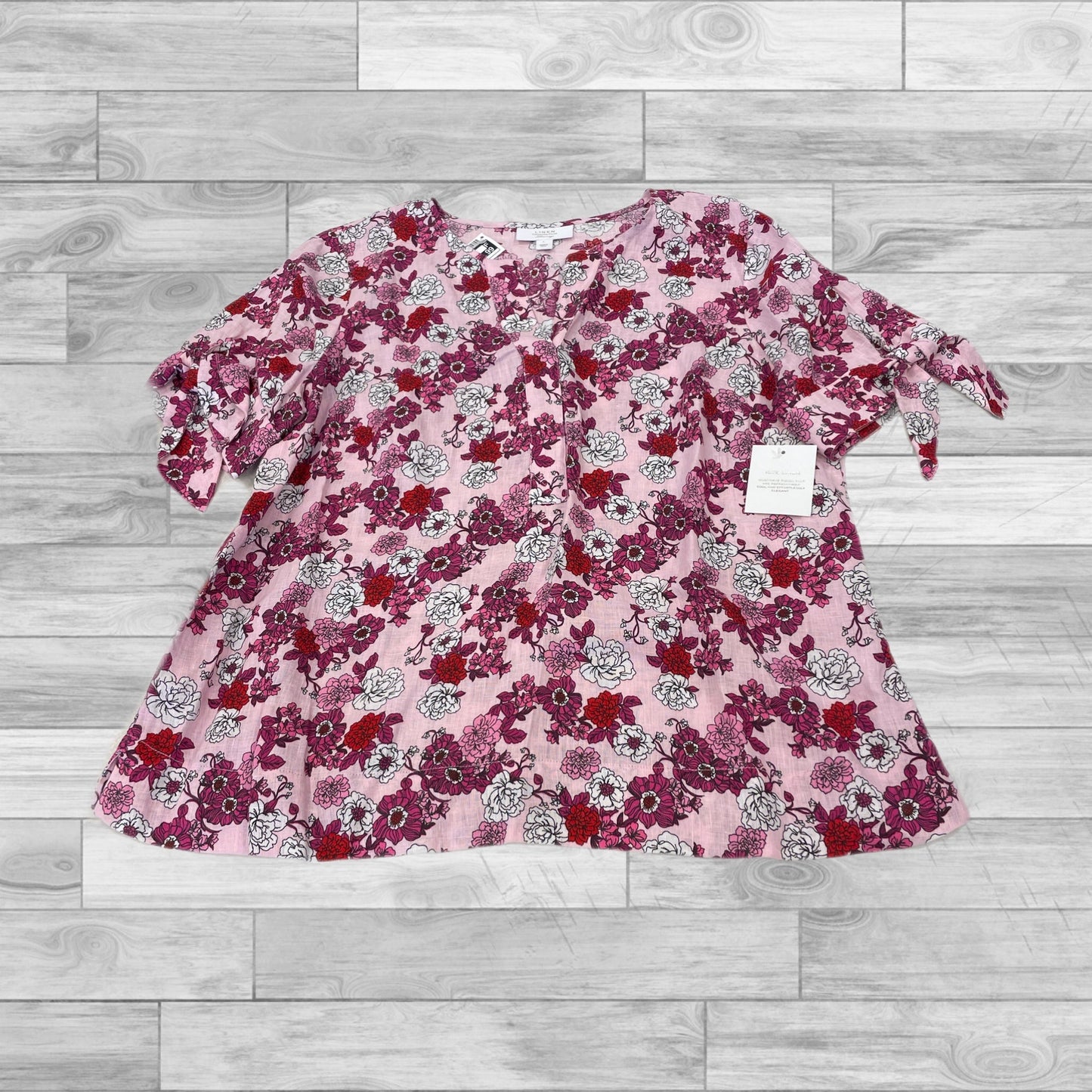 Floral Print Top Short Sleeve Charter Club, Size L