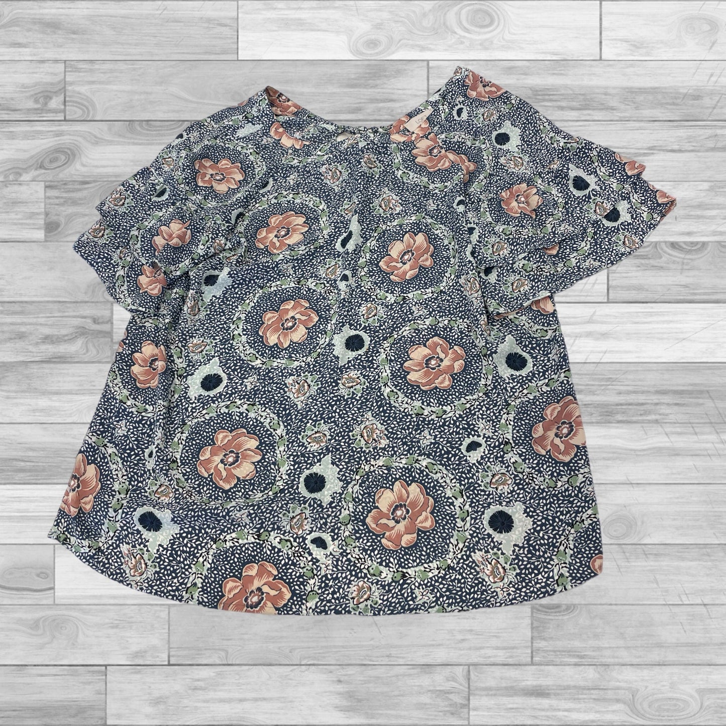 Floral Print Top Short Sleeve Loft, Size M