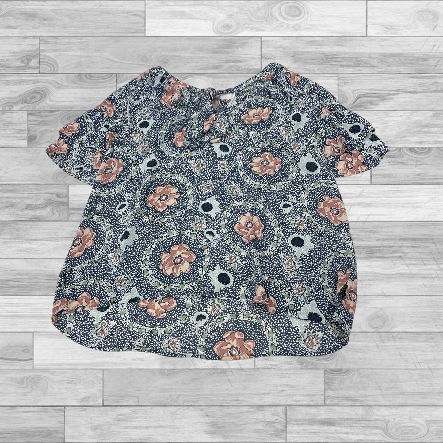 Floral Print Top Short Sleeve Loft, Size M