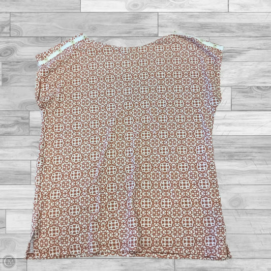 Top Short Sleeve Basic By Liz Claiborne In Orange & White, Size: M