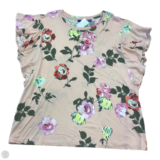 Top Short Sleeve By Apt 9 In Floral Print, Size: Xl