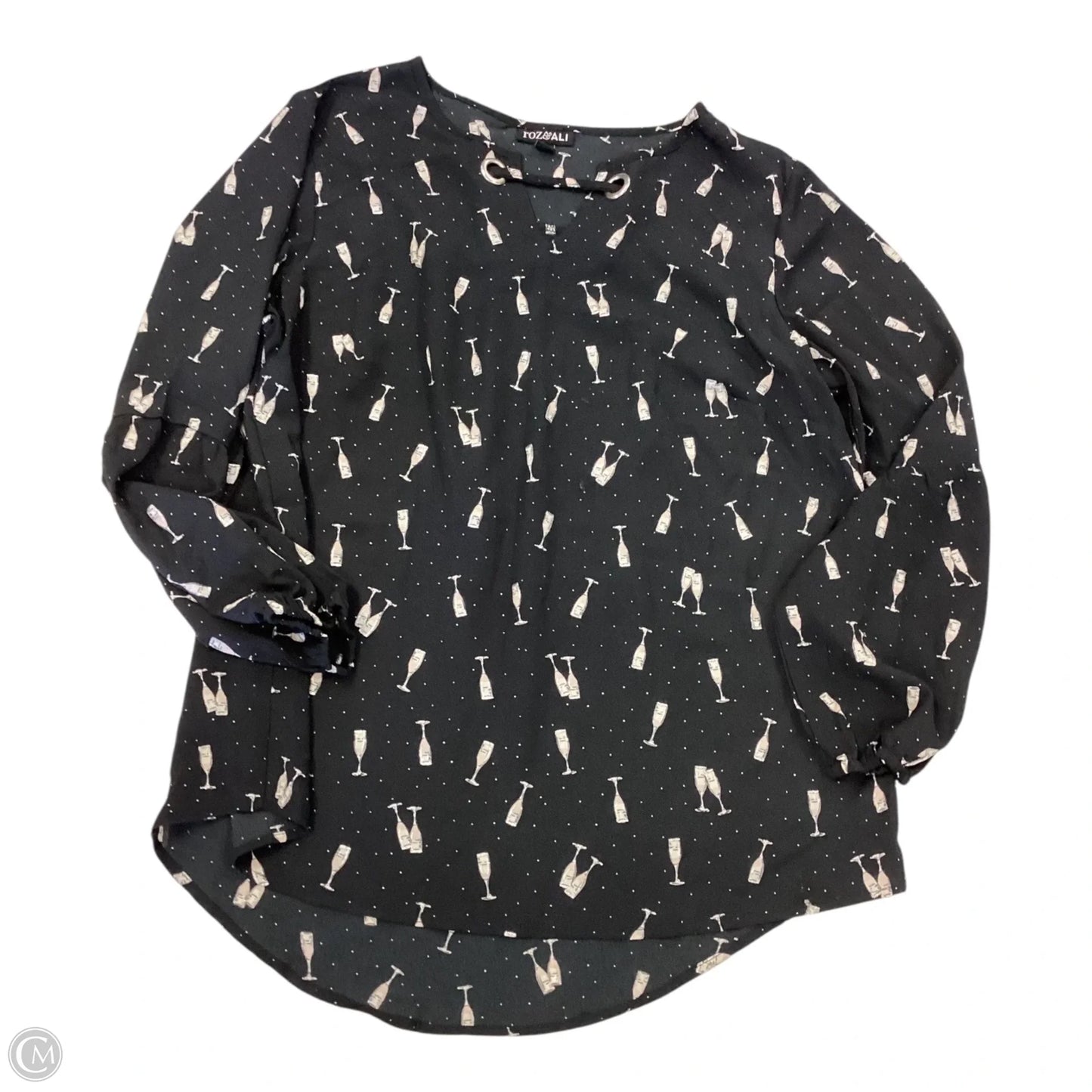 Top Long Sleeve By Roz And Ali In Black, Size: M