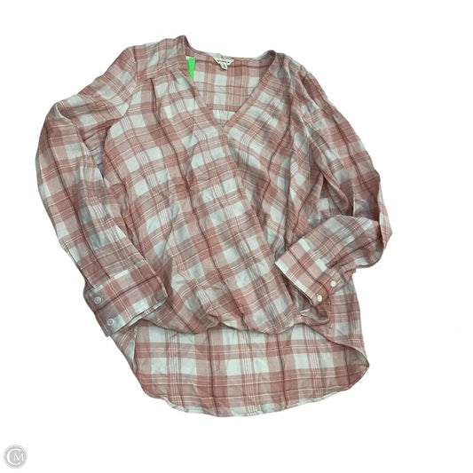 Top Long Sleeve By Max Studio In Plaid Pattern, Size: S