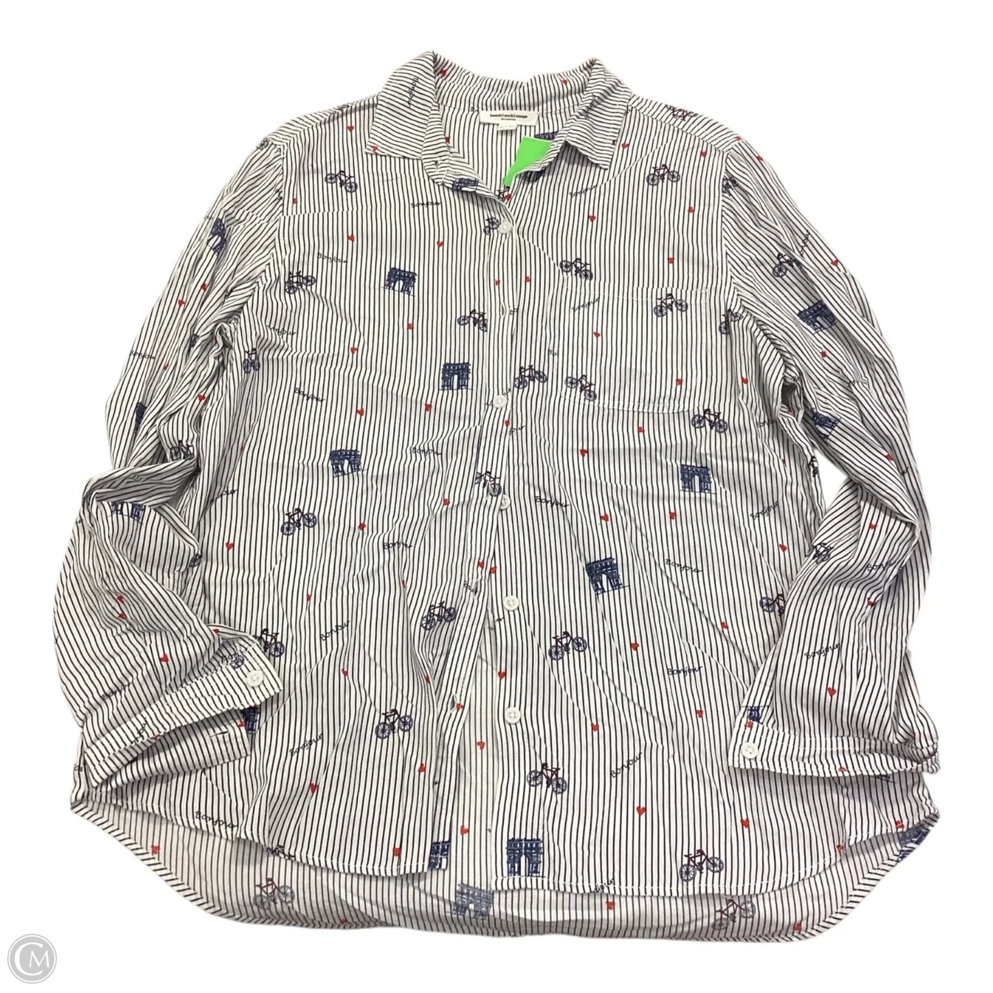 Top Long Sleeve By Beachlunchlounge In Striped Pattern, Size: L