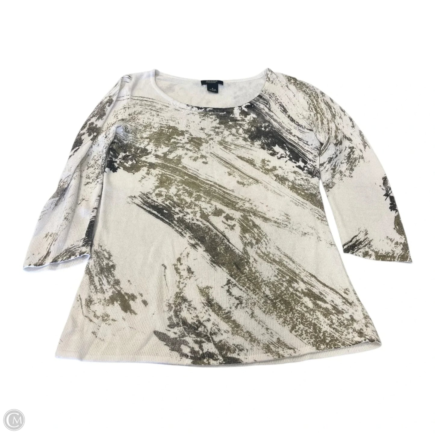 Top Long Sleeve By Peck And Peck In Brown & White, Size: M