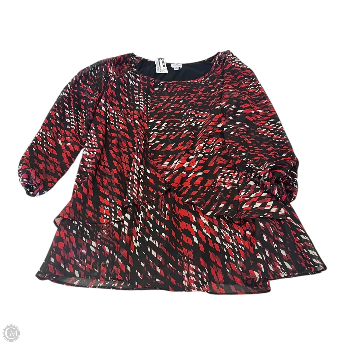 Top Long Sleeve By Dressbarn In Black & Red, Size: 1x
