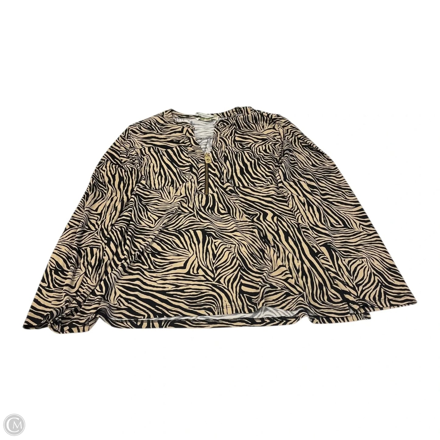 Top Long Sleeve By Michael By Michael Kors In Brown & Tan, Size: Xl