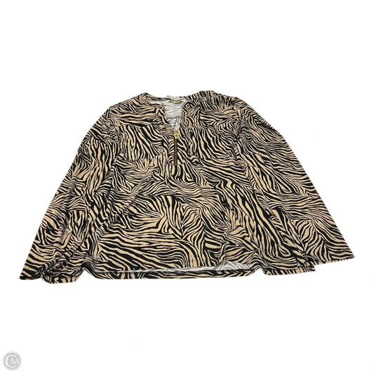 Top Long Sleeve By Michael By Michael Kors In Brown & Tan, Size: Xl