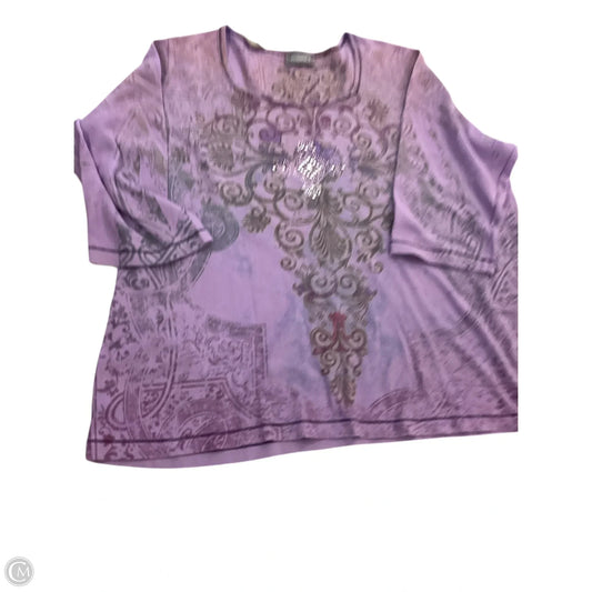 Top 3/4 Sleeve By Essentials In Purple, Size: 1x