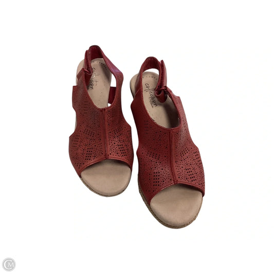 Shoes Heels Wedge By Clarks In Red, Size: 6
