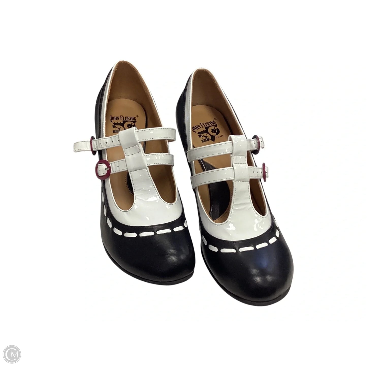 Shoes Heels Kitten By Cma In Black & White, Size: 7.5