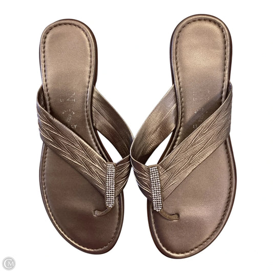 Sandals Flats By Italian Shoemakers In Bronze, Size: 7.5