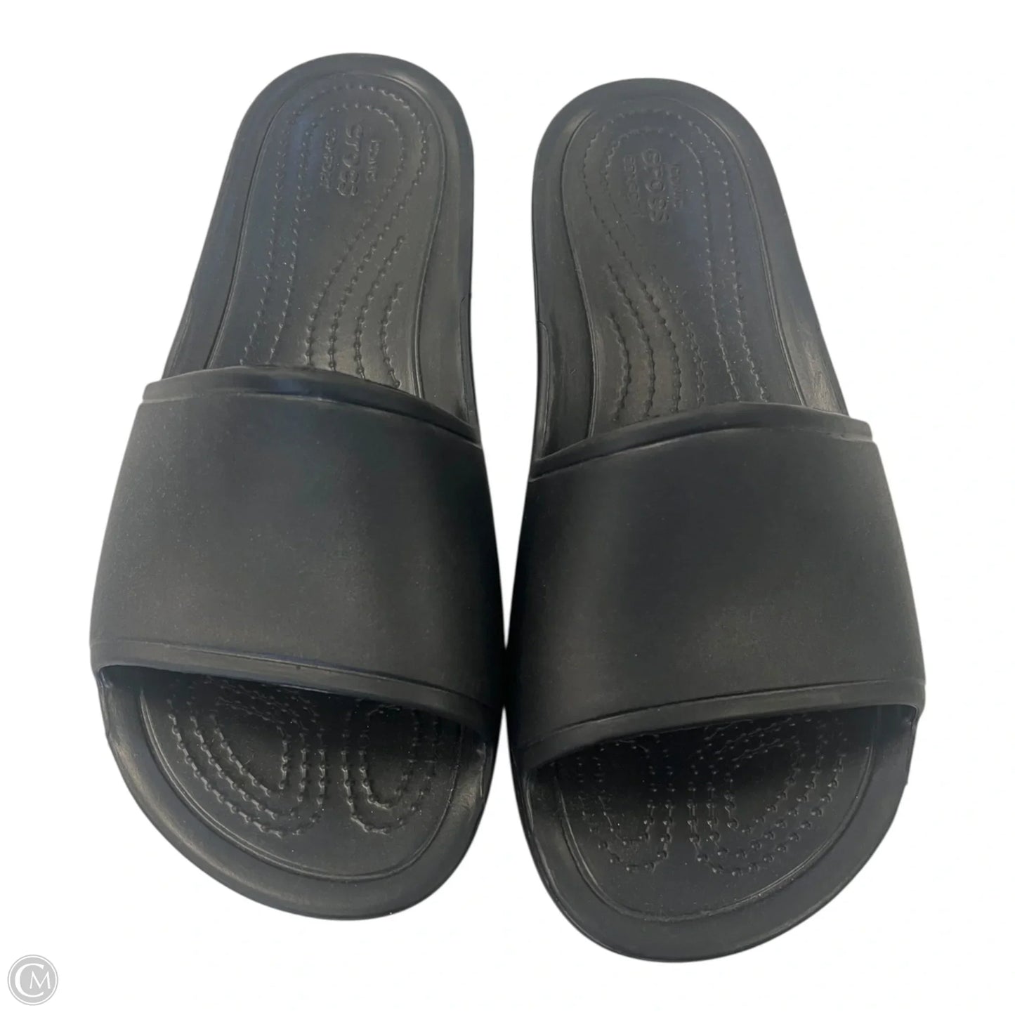 Sandals Flats By Crocs In Black, Size: 10