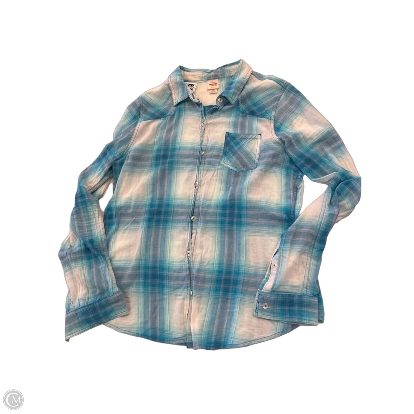 Top Long Sleeve By Mossimo In Blue & White, Size: L