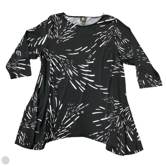 Top Long Sleeve By Jm Collections In Black & White, Size: 2x