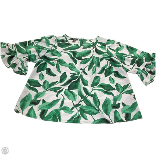 Blouse Long Sleeve By Alfani In Green & White, Size: 2x
