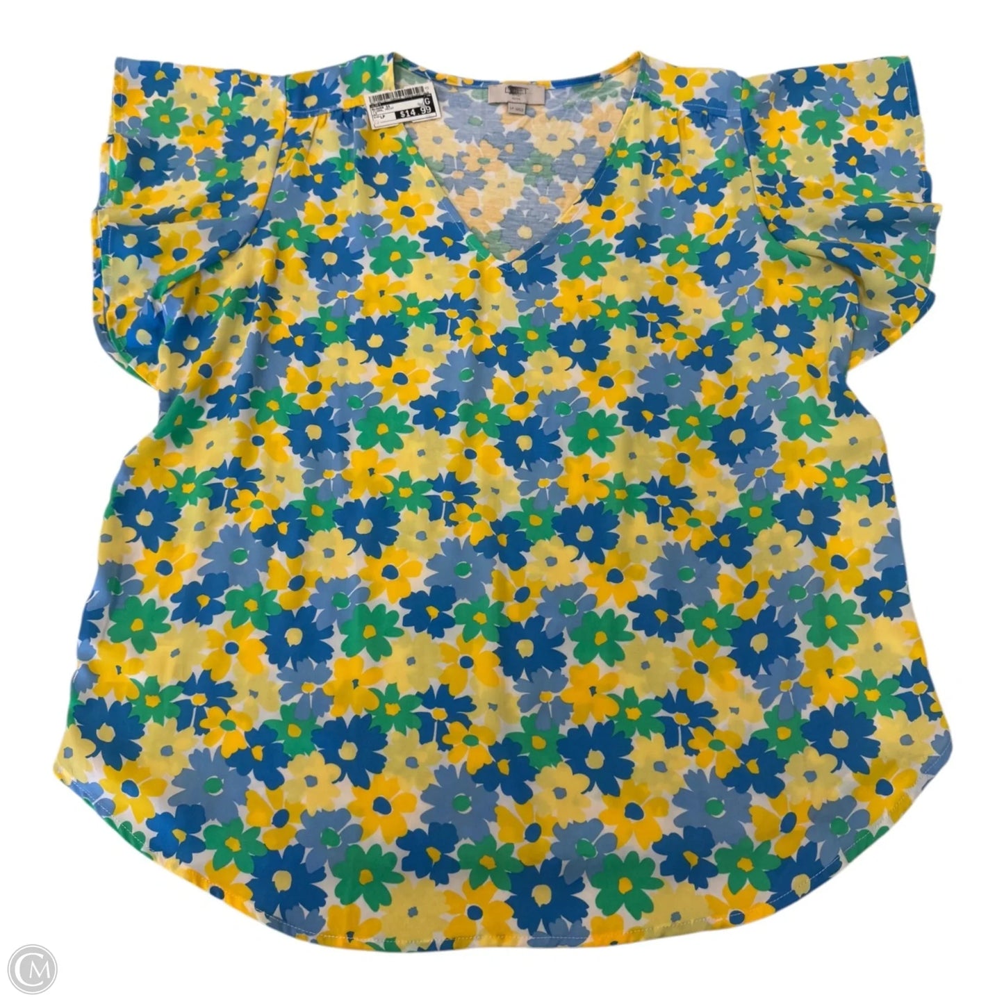 Blouse Short Sleeve By Loft In Floral Print, Size: Lp