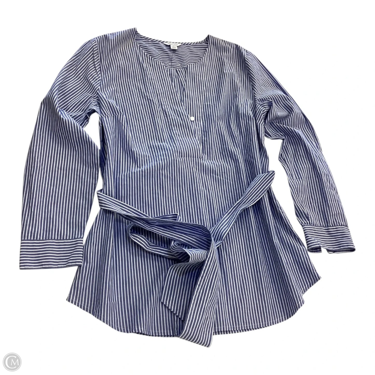 Tunic Long Sleeve By Nautica In Striped Pattern, Size: L