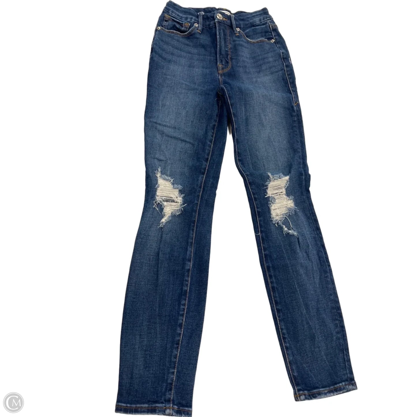 Jeans Skinny By Good American In Blue Denim, Size: 0