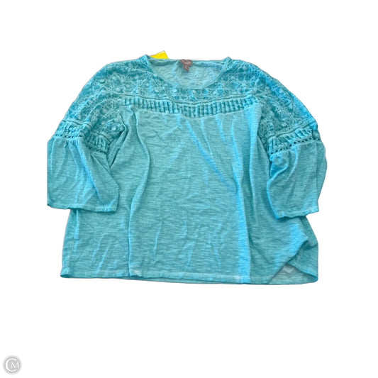 Top 3/4 Sleeve By Chicos In Teal, Size: 1x