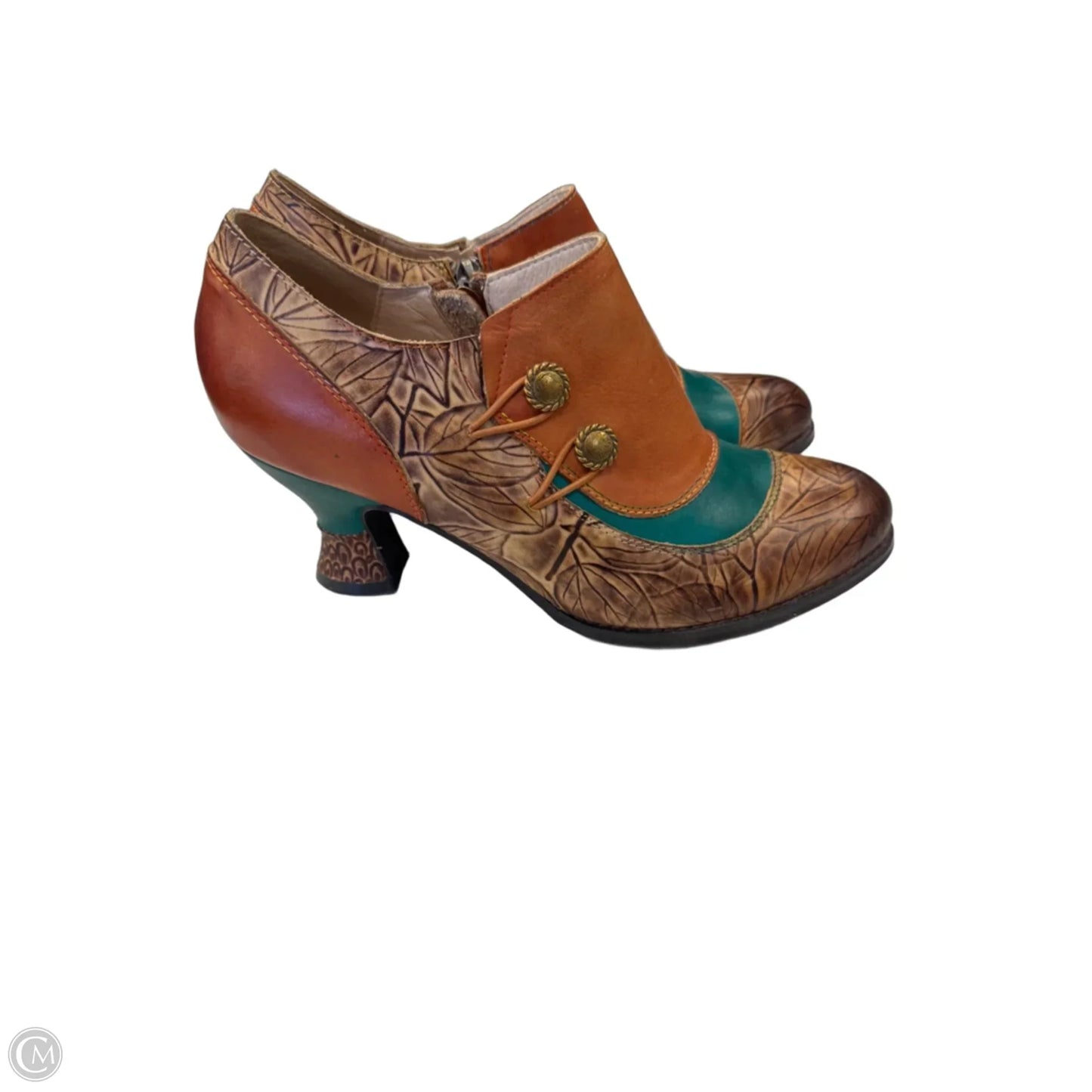 Shoes Heels Block By Spring Step In Brown & Green, Size: 10.5