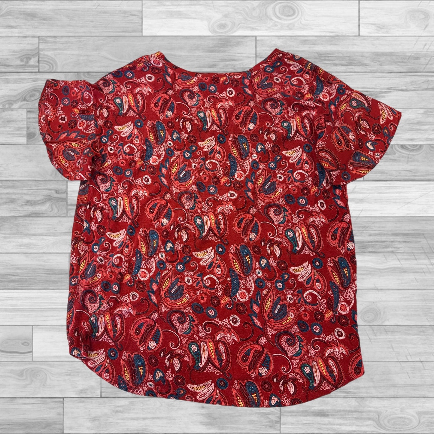 Red Top Short Sleeve Loft, Size Xs