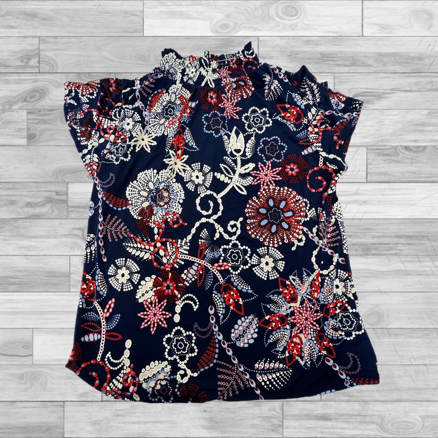 Blue & Red & White Top Short Sleeve Espresso, Size M
