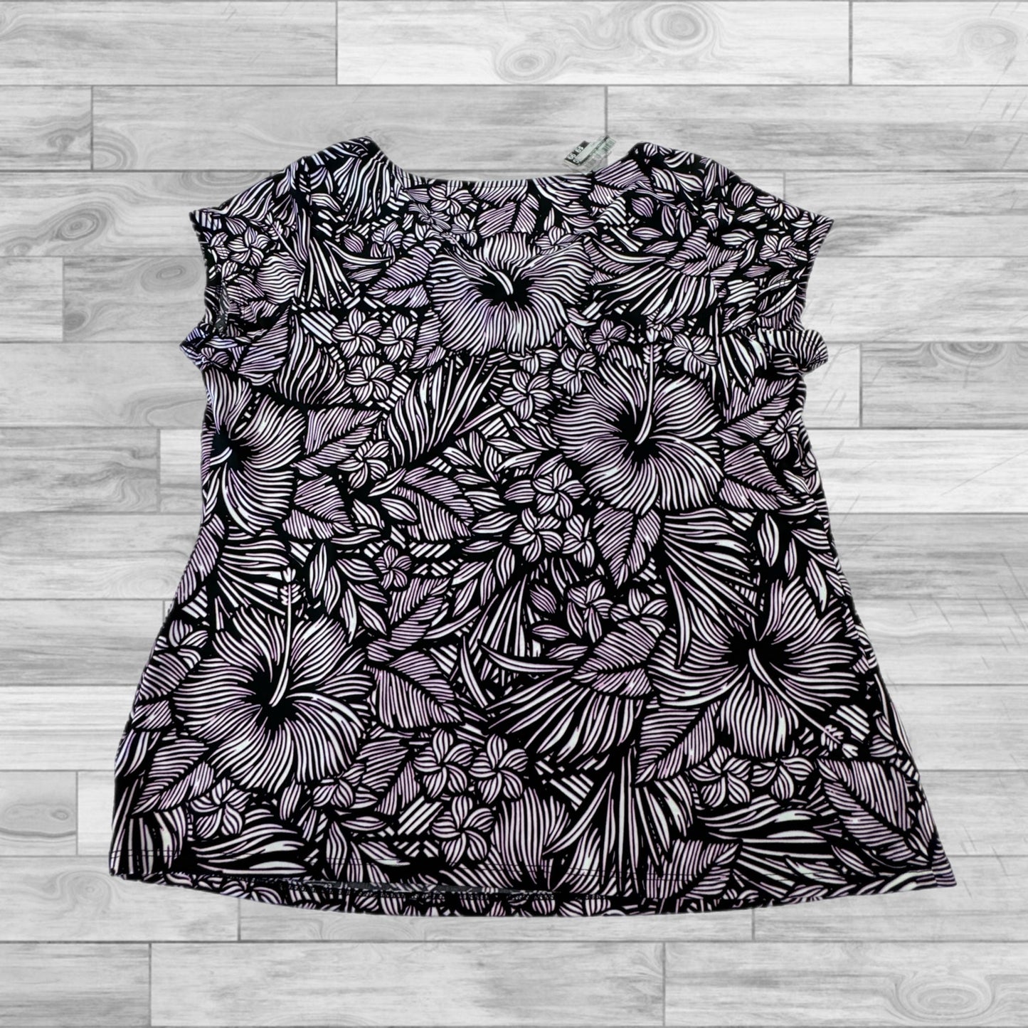 Black & Purple Top Short Sleeve Clothes Mentor, Size 1x
