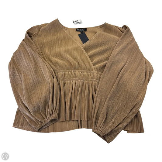 Top Long Sleeve By Eloquii In Brown, Size: 22
