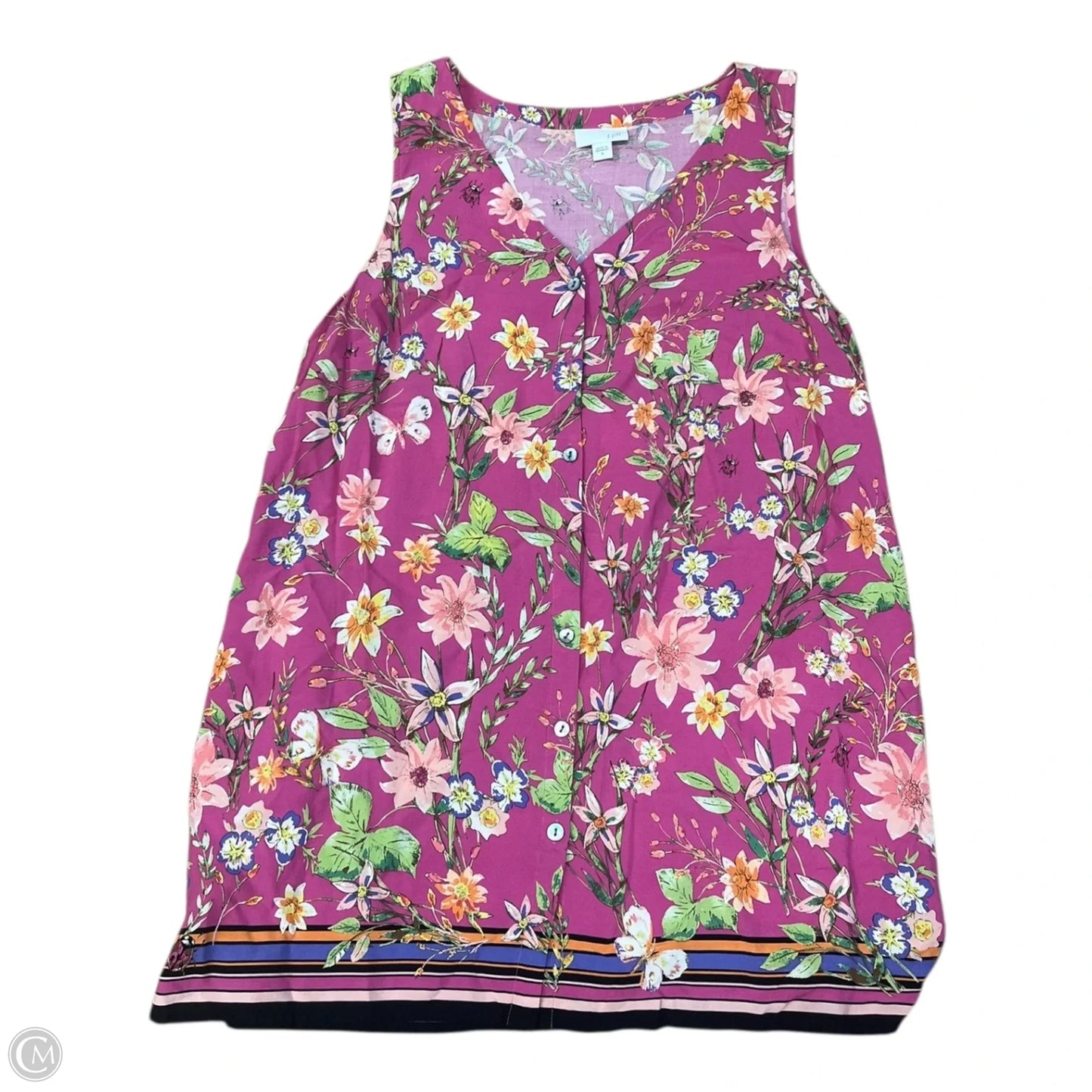Top Sleeveless By J. Jill In Floral Print, Size: M