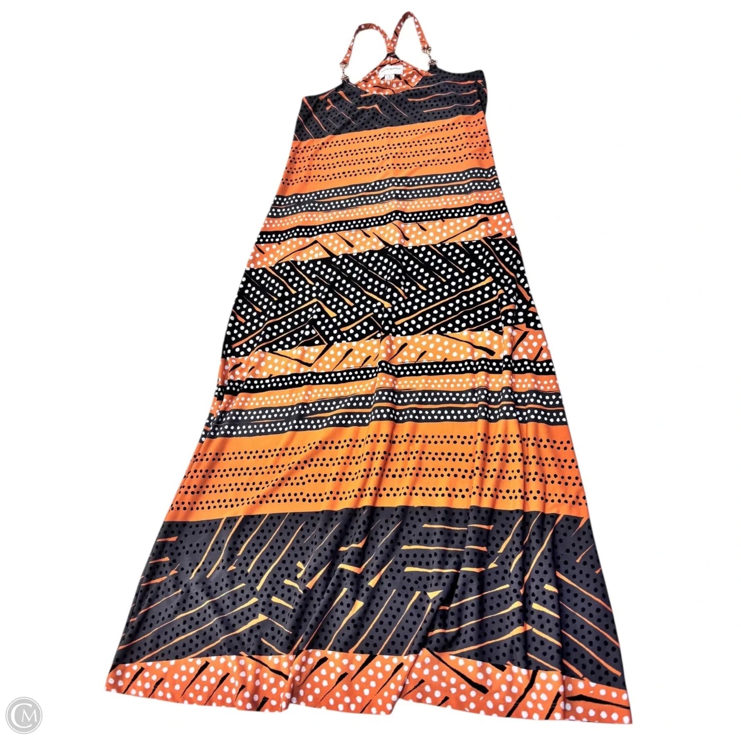 Dress Casual Midi By Donna Morgan In Black & Orange, Size: 4