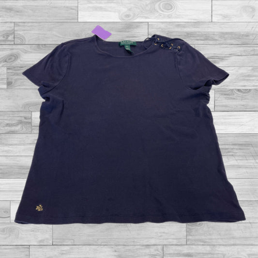 Top Short Sleeve By Lauren By Ralph Lauren In Navy, Size: Petite L