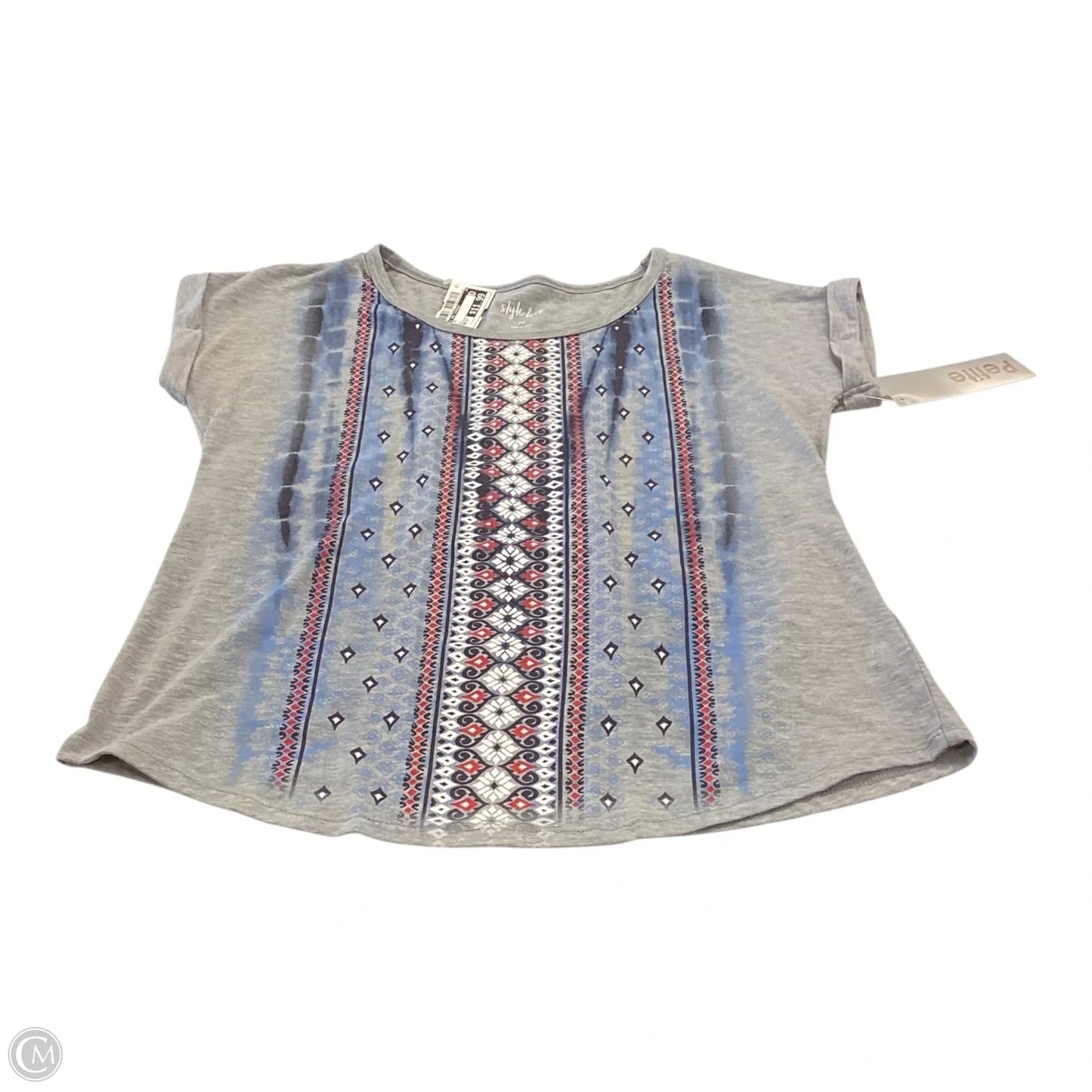 Top Short Sleeve By Style And Company In Grey, Size: Petite