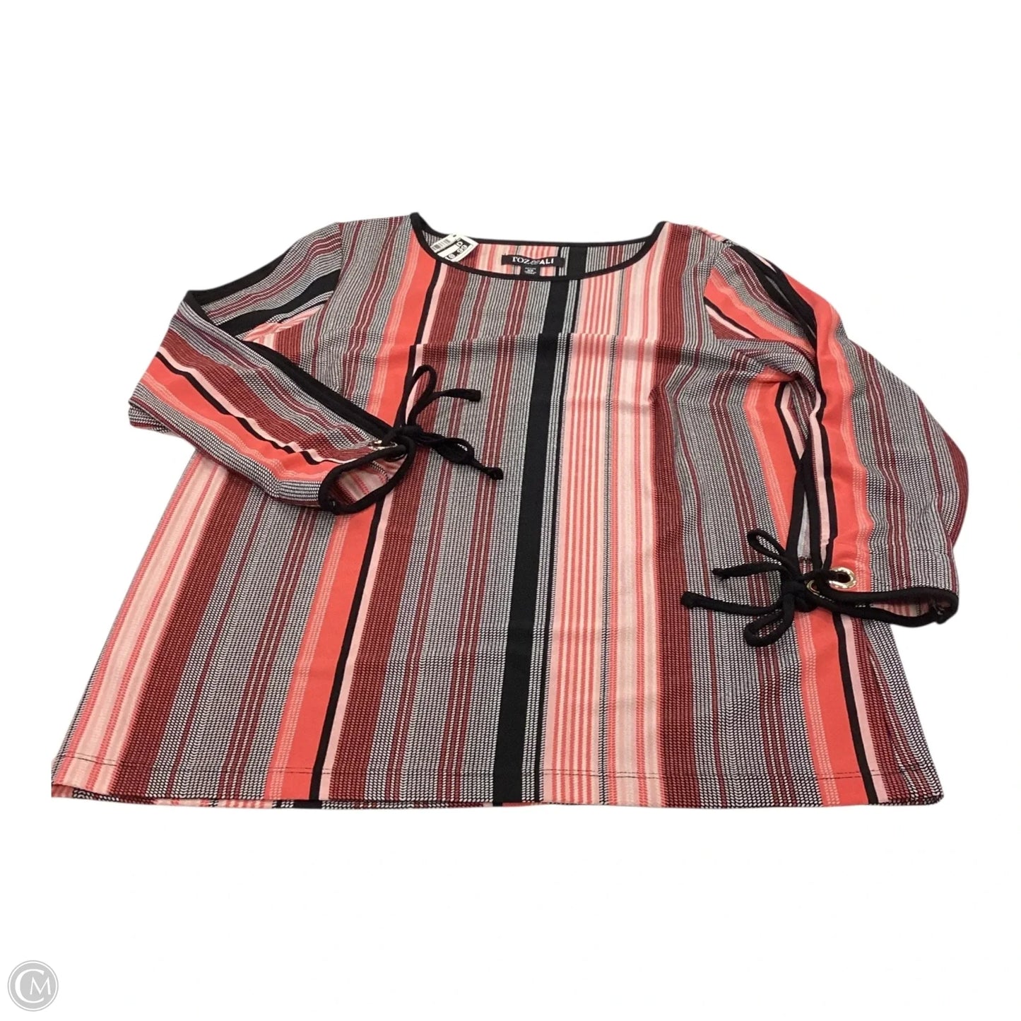 Top 3/4 Sleeve By Roz And Ali In Striped Pattern, Size: Petite   Xs