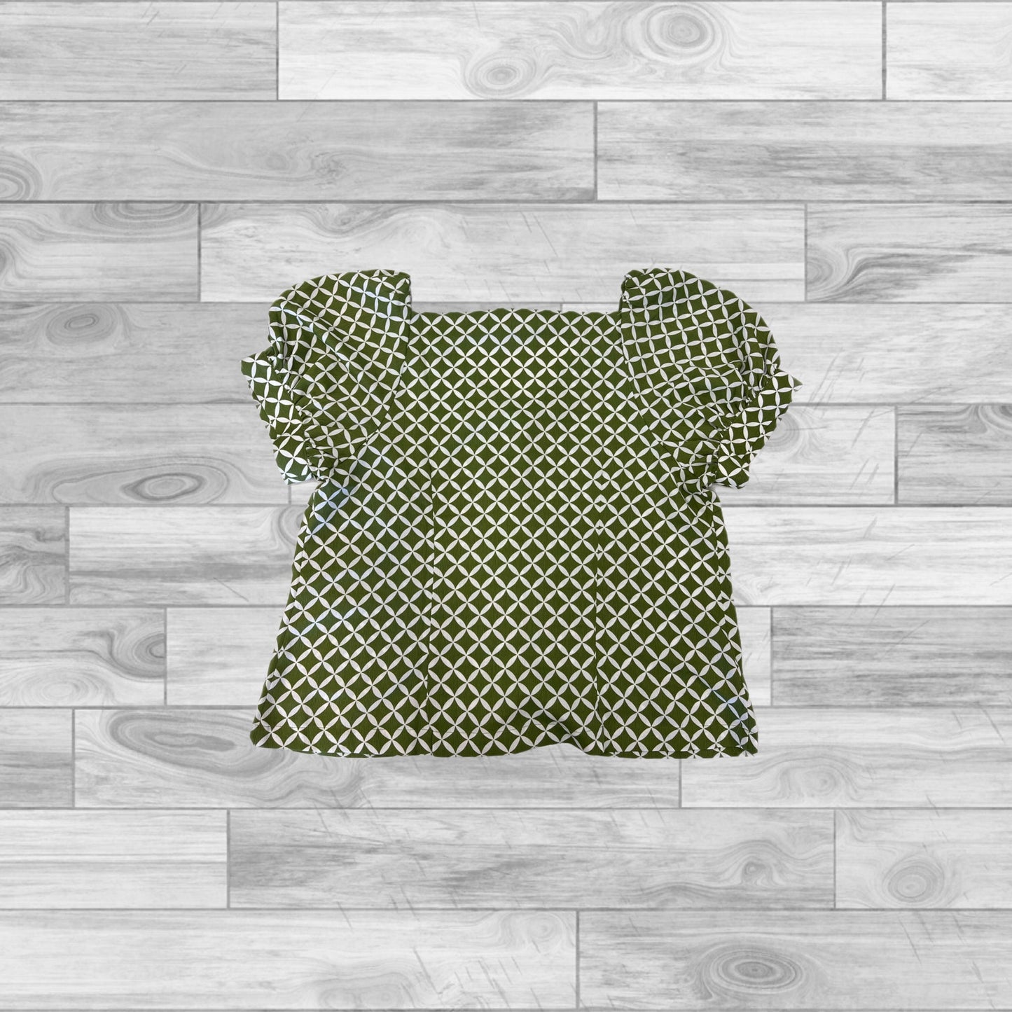 Green & White Top Short Sleeve Ann Taylor, Size L