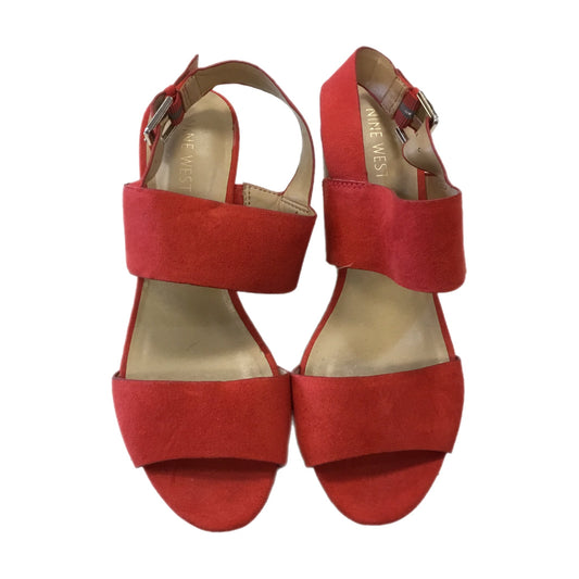 Shoes Heels Wedge By Nine West In Red, Size: 8