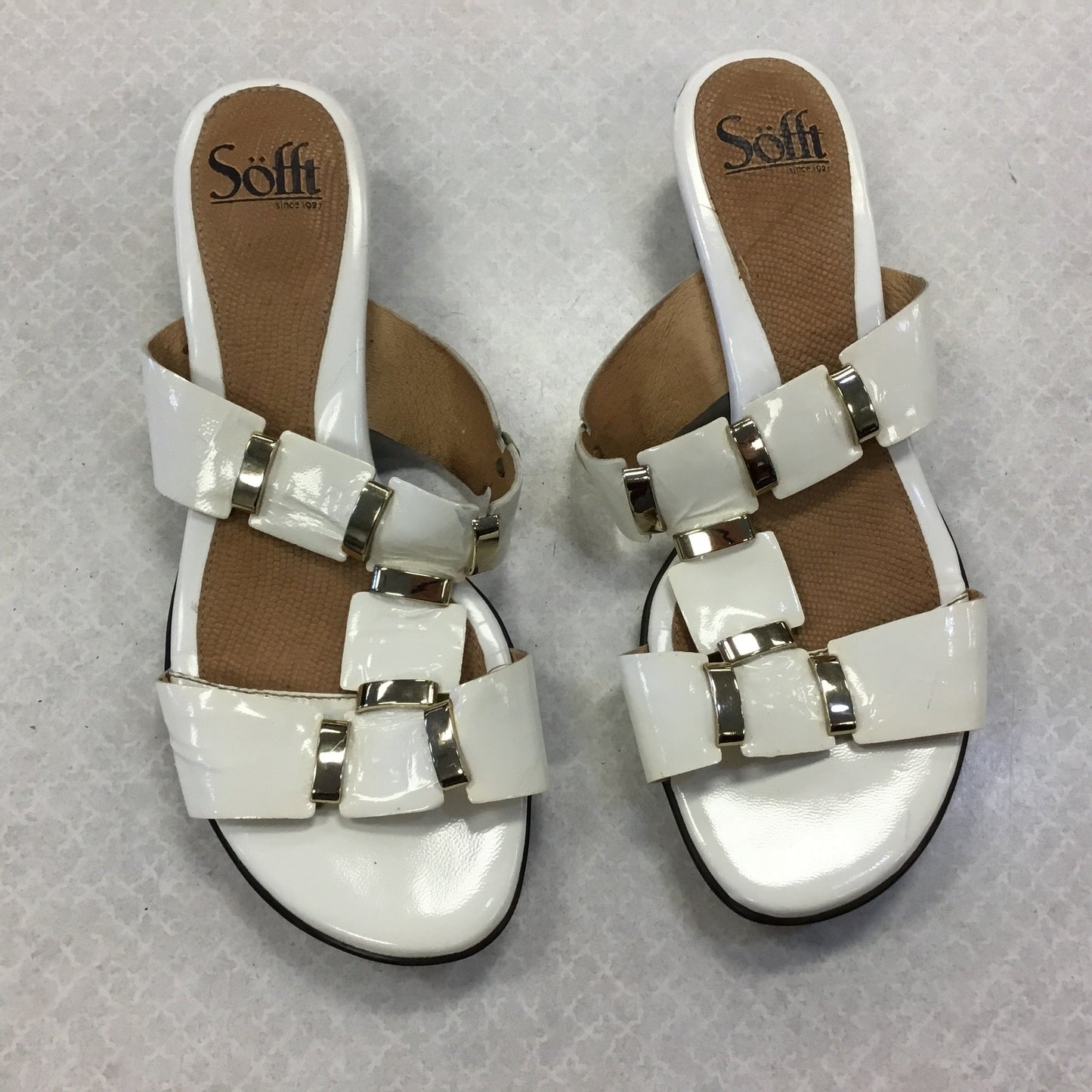 Sandals Heels Block By Sofft In White, Size: 7.5