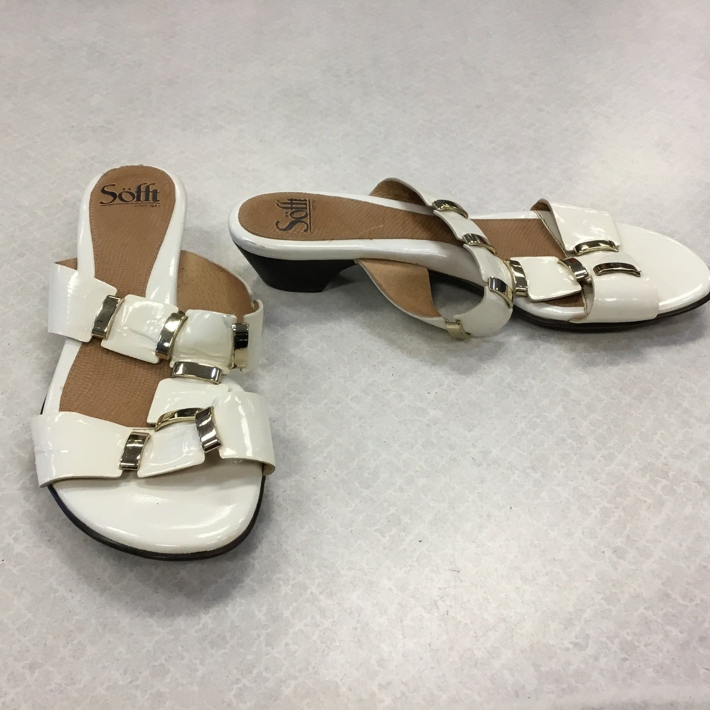 Sandals Heels Block By Sofft In White, Size: 7.5