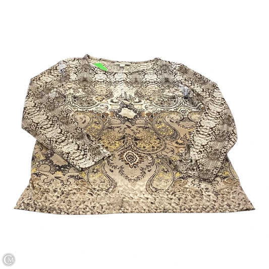 Top Long Sleeve By Dana Buchman In Snakeskin Print, Size: M