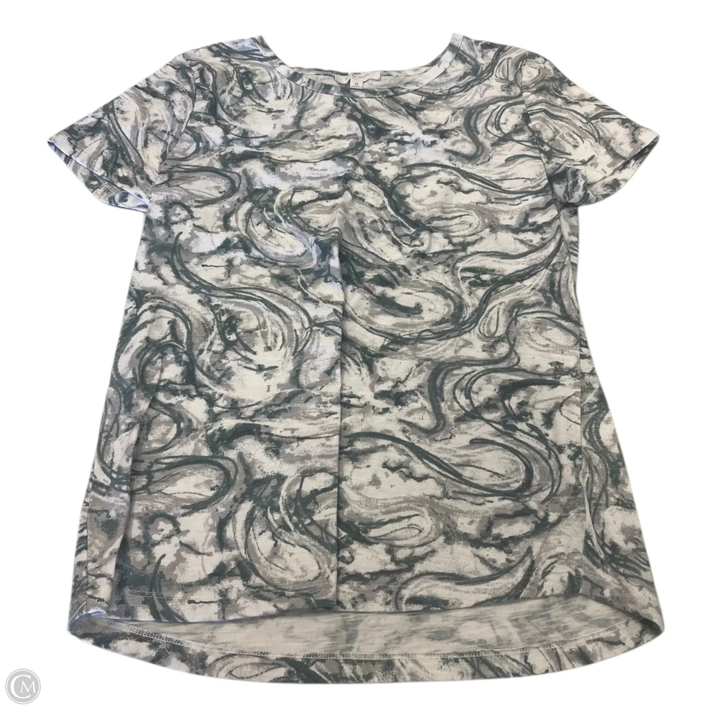 Top Short Sleeve Basic By Talbots In Green & Grey, Size: M