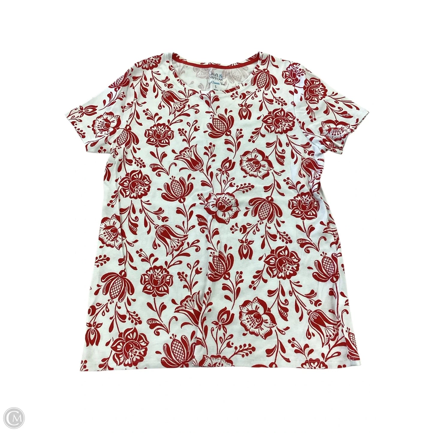 Top Short Sleeve By Croft And Barrow In Red & White, Size: S
