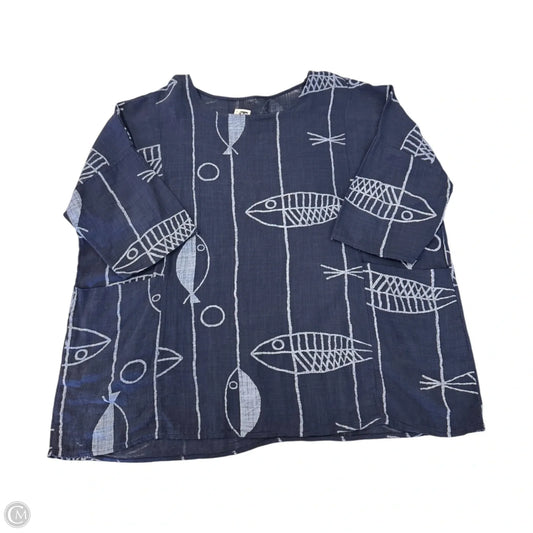 Top Long Sleeve By Clothes Mentor In Blue, Size: Xxl